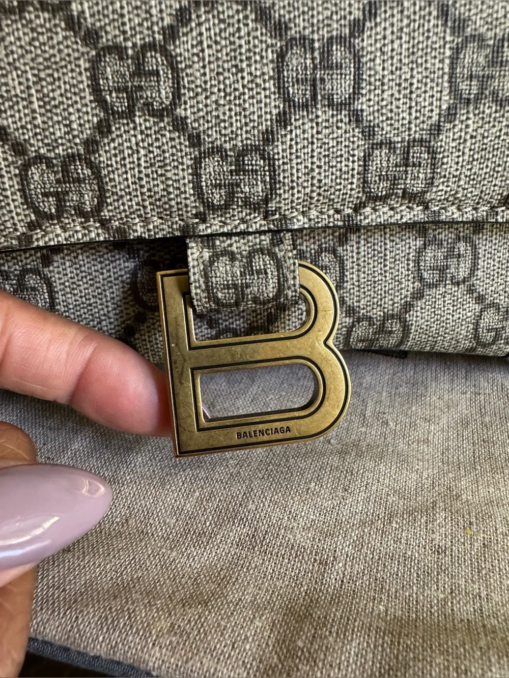 Gucci x Balenciaga Hacker Project Small Hourglass GG Supreme Top Handle